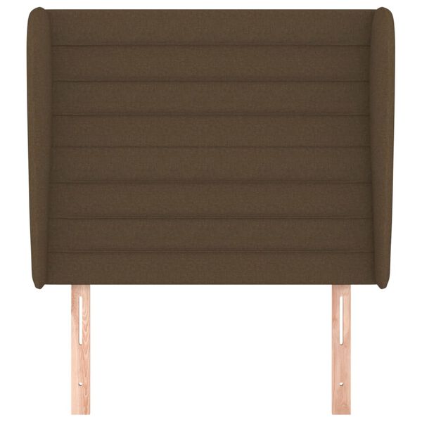 vidaXL T&ecirc;te de lit avec oreilles Marron fonc&eacute; 83x23x118/128 cm Tissu