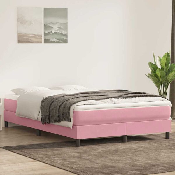 vidaXL Sommier à lattes de lit sans matelas rose 160x210 cm velours