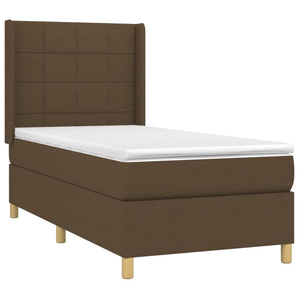 vidaXL Sommier &agrave; lattes de lit avec matelas Marron fonc&eacute; 100x200 cm