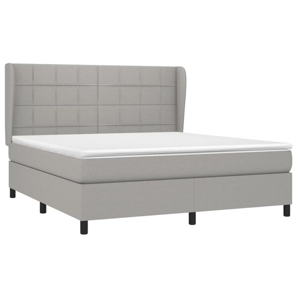 vidaXL Sommier &agrave; lattes de lit avec matelas Gris clair 160x200cm Tissu