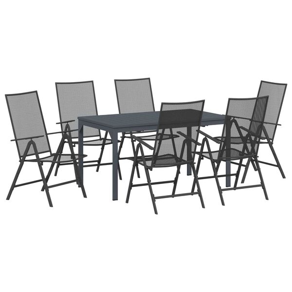 vidaXL Ensemble de salle à manger pour jardin 7 pcs Anthracite Acier