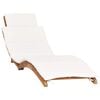 vidaXL Chaise longue pliable avec coussin blanc cr&egrave;me Bois de teck