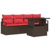 vidaXL Ensemble de canap&eacute; de jardin 5 pc Marron Poly rotin
