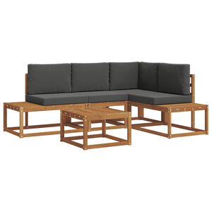 vidaXL 5 pc Ensemble de canap&eacute;s d'ext&eacute;rieur Naturel et Anthracite