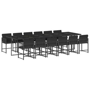 vidaXL Ensemble &agrave; manger de jardin 13 pcs coussins noir r&eacute;sine tress&eacute;e