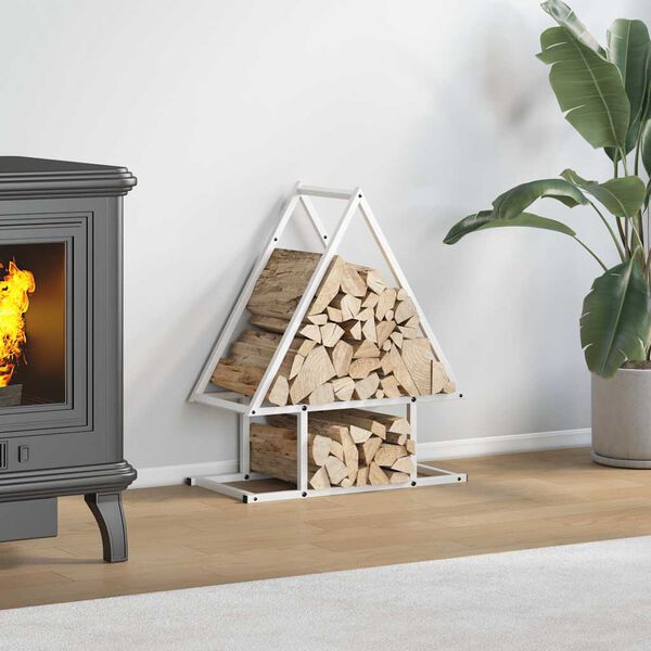 vidaXL Portant de bois chauffage blanc 50x25x60 cm