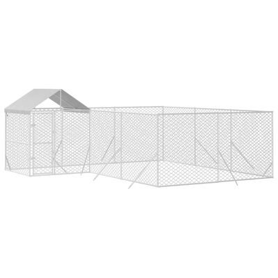 vidaXL Chenil d'extérieur pour chiens avec toit argenté 6x6x2,5 m