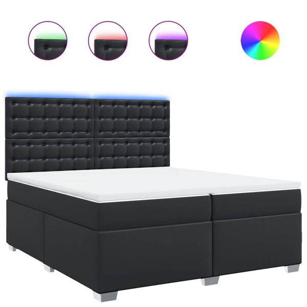vidaXL Sommier &agrave; lattes de lit avec matelas Noir 200x200 cm Similicuir
