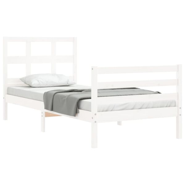 vidaXL Cadre de lit sans matelas blanc bois massif