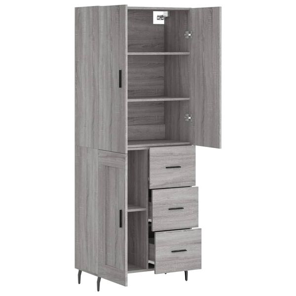 vidaXL Buffet haut Sonoma gris 69,5x34x180 cm Bois d'ing&eacute;nierie