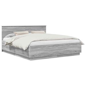 vidaXL Cadre de lit Sonoma gris 200 x 200 cm Bois d'ing&eacute;nierie