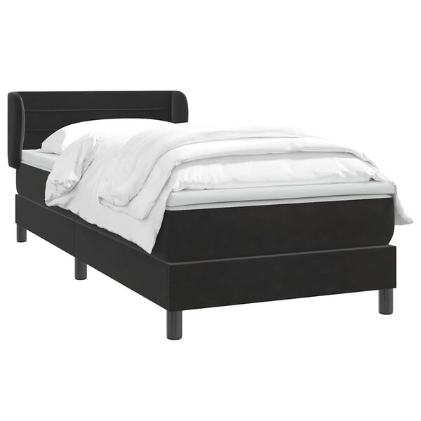 vidaXL Sommier &agrave; lattes de lit avec matelas noir 80x220 cm velours