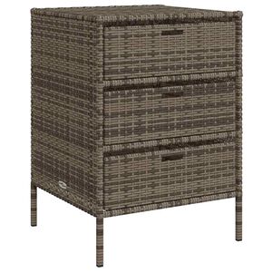 vidaXL Armoire de rangement de jardin et 3 tiroirs gris r&eacute;sine tress&eacute;e