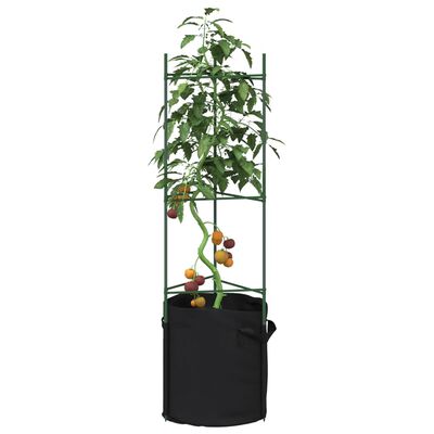 vidaXL Cage à tomates avec sac à plantes 2 pcs 116 cm acier et PP