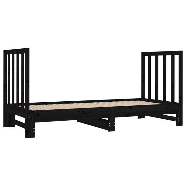 vidaXL Lit coulissant sans matelas noir 2x(90x190) cm
