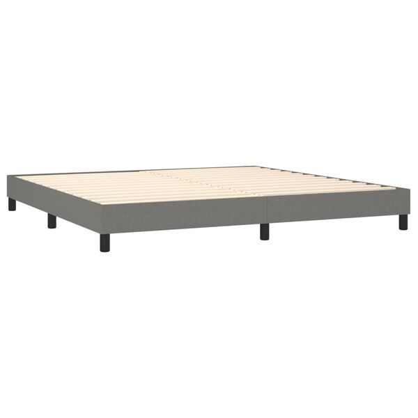 vidaXL Sommier &agrave; lattes de lit avec matelas Gris fonc&eacute; 200x200cm Tissu