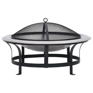 vidaXL Foyer ext&eacute;rieur avec gril en acier inoxydable 76 cm