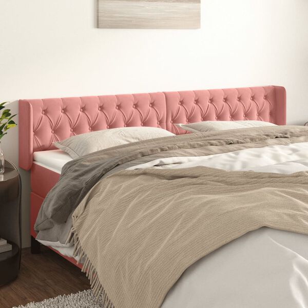 vidaXL T&ecirc;te de lit avec oreilles Rose 203x16x78/88 cm Velours
