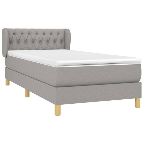 vidaXL Sommier &agrave; lattes de lit avec matelas Gris clair 100x200cm Tissu