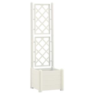vidaXL Jardini&egrave;re avec treillis 43x43x142 cm PP Blanc