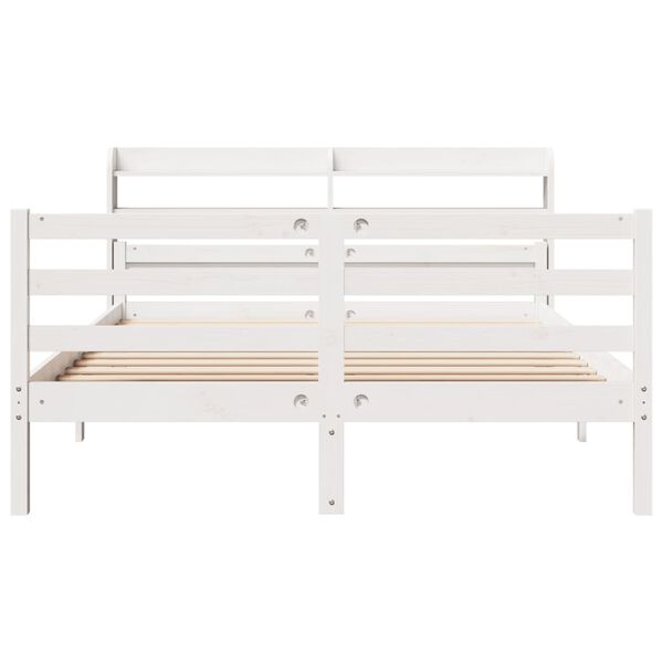 vidaXL Cadre de lit et t&ecirc;te de lit sans matelas blanc 135x190 cm