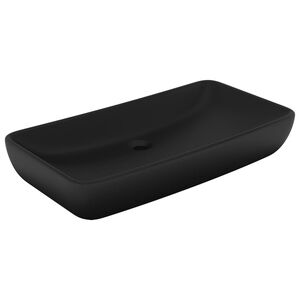 vidaXL Lavabo de luxe rectangulaire Noir mat 71x38 cm C&eacute;ramique