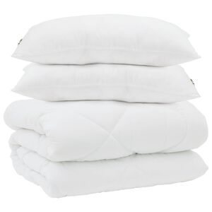vidaXL Couette avec Oreillers 3 pcs Blanc Microfibre et Plumes D'oie