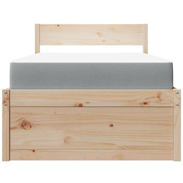 vidaXL Lit avec tiroirs et matelas 90x200 cm bois massif de pin