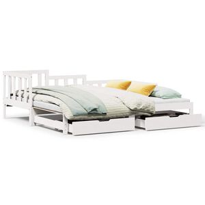vidaXL Lit de jour avec gigogne et tiroirs sans matelas blanc 90x190cm