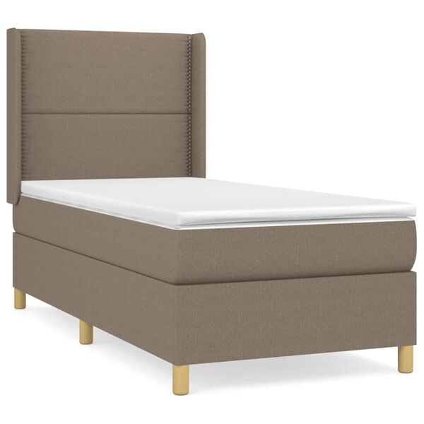 vidaXL Sommier &agrave; lattes de lit avec matelas Taupe 90x190 cm Tissu