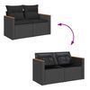 vidaXL Salon de jardin 6 pcs avec coussins noir r&eacute;sine tress&eacute;e acacia