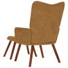 vidaXL Chaise de relaxation avec tabouret Marron Velours