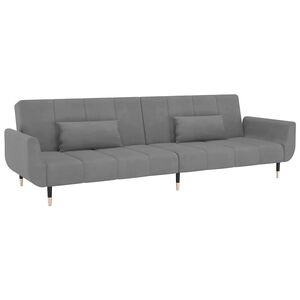 vidaXL Canap&eacute;-lit &agrave; 2 places avec deux oreillers Gris clair Velours