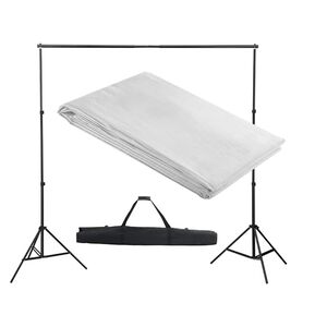 vidaXL Syst&egrave;me de support de toile de fond 300 x 300 cm Blanc