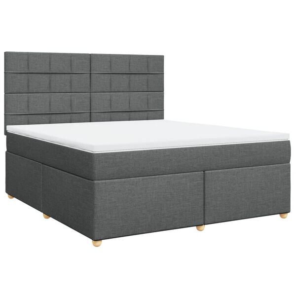 vidaXL Sommier &agrave; lattes de lit avec matelas Gris fonc&eacute; 180x200cm Tissu