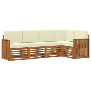 vidaXL Ensemble de canap&eacute;s d'ext&eacute;rieur 5 pc Naturel et Cr&egrave;me Polyester