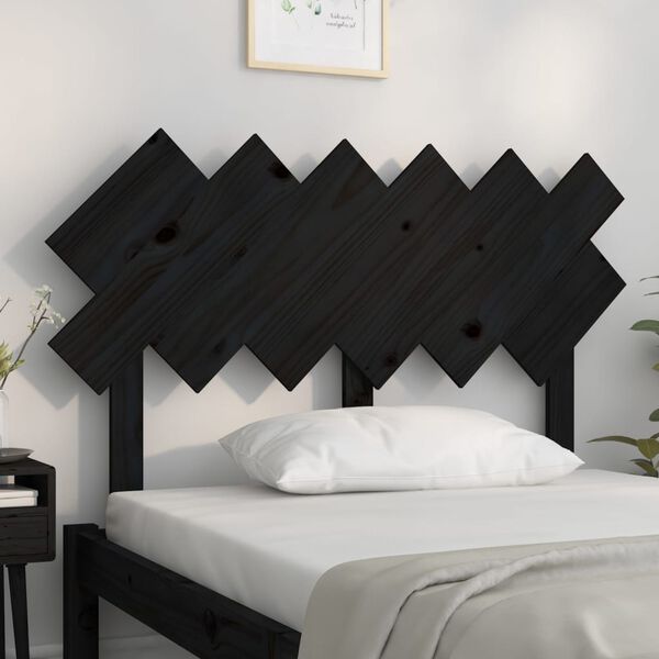 vidaXL T&ecirc;te de lit Noir 122,5x3x80,5 cm Bois massif de pin