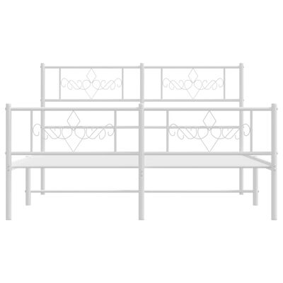 vidaXL Cadre de lit métal sans matelas et pied de lit blanc 140x190 cm