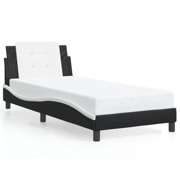 vidaXL Cadre de lit sans matelas Zadar noir et blanc 90x200 cm similicuir