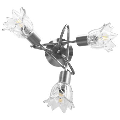vidaXL Plafonnier et abat-jour verre transparent 3 ampoules E14 Tulipe