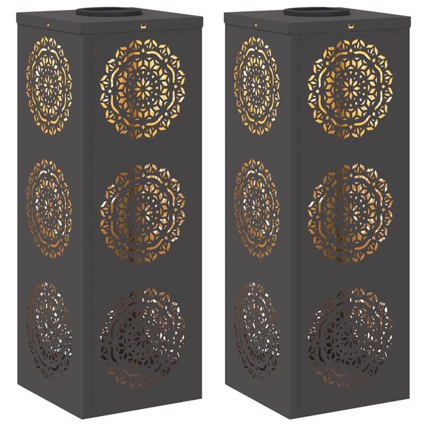 vidaXL Lumi&egrave;re de chemin LED solaire 2 pcs Noir Acier lamin&eacute; &agrave; froid