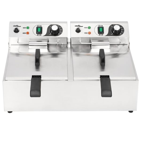 vidaXL Friteuse double électrique Acier inoxydable 20 L 6000 W