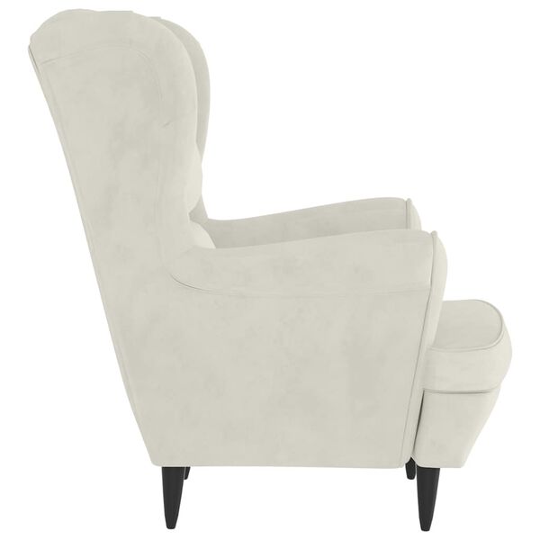 vidaXL Fauteuil blanc cr&egrave;me velours