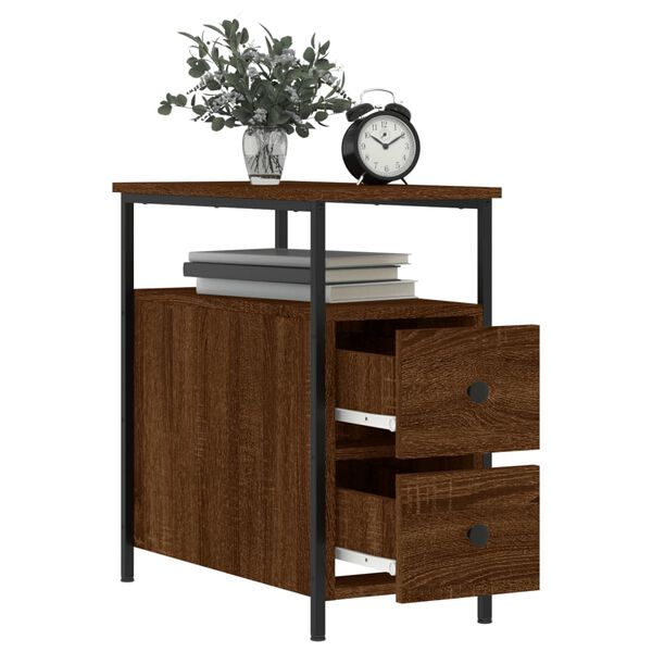 vidaXL Tables de chevet 2pcs chêne marron 30x60x60cm bois d'ingénierie