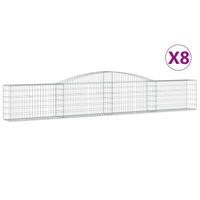 vidaXL Paniers à gabions arqués 8 pcs 400x30x60/80 cm Fer galvanisé