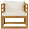 vidaXL Salon de jardin 6 pcs avec coussin Cr&egrave;me Bois d'acacia solide