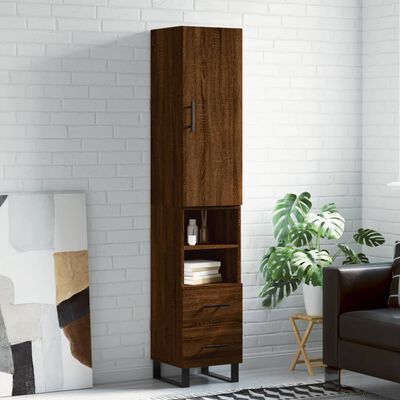 vidaXL Buffet haut Chêne marron 34,5x34x180 cm Bois d'ingénierie