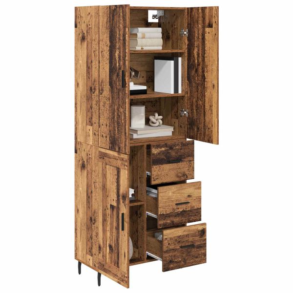vidaXL Haut Armoire 2 pcs Bois Ancien Bois Agglom&eacute;r&eacute; et Verre