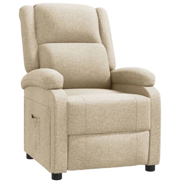 vidaXL Fauteuil inclinable Cr&egrave;me Tissu