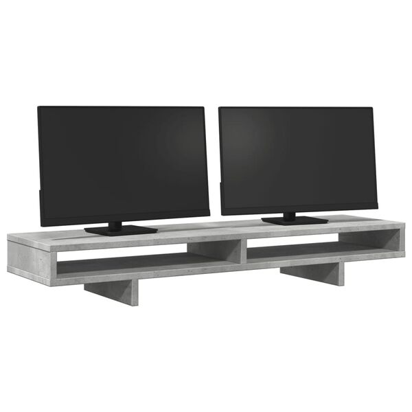 vidaXL Support de moniteur gris b&eacute;ton 100x27x15 cm bois d'ing&eacute;nierie